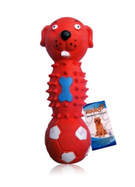 Fekrix Dog Face Dumbbell Red Squeak Pet Toy